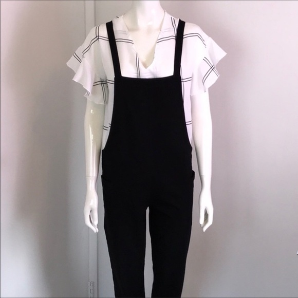 Black Capri Overalls With Side Pockets - LAST MED - Picture 9 of 10